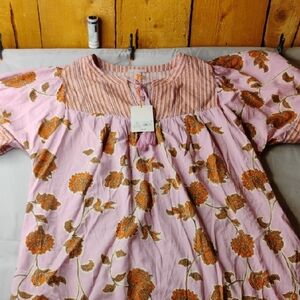 Floral Pink and Orange Dress